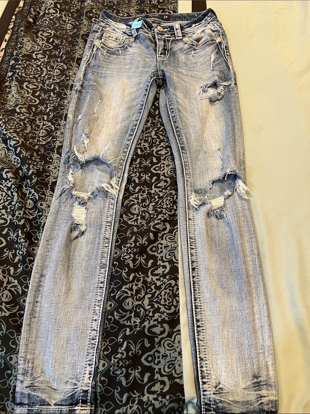 Miss Me Light Blue Distressed Skinny Jeans